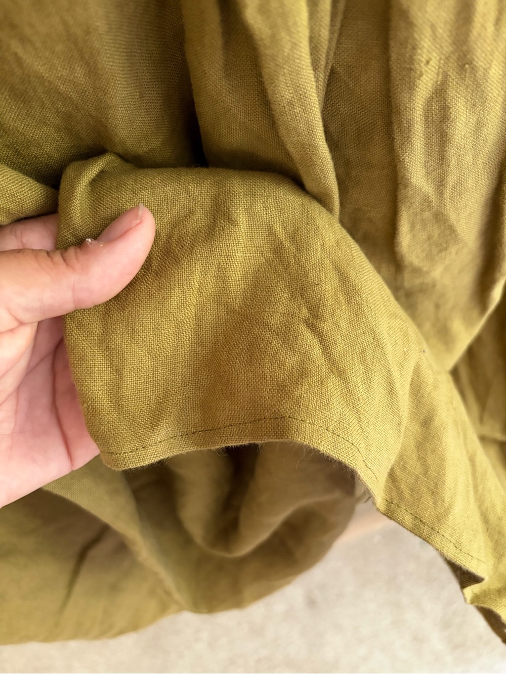 Not Perfect Linen Olive Green Volume dress - Picture 4 of 4